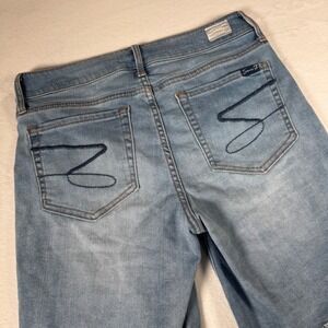 Seven7 Sunset Bermuda‎ Jean Shorts Frayed Hem Size 6 Denim Medium Blue